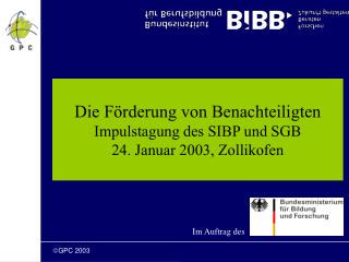 Die Förderung von Benachteiligten Impulstagung des SIBP und SGB 24. Januar 2003, Zollikofen