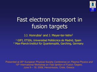 Fast electron transport in fusion targets