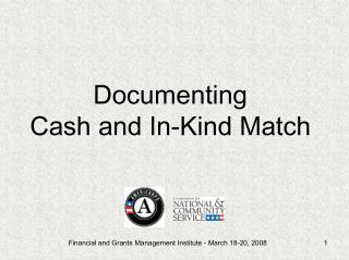 Documenting Cash and In-Kind Match