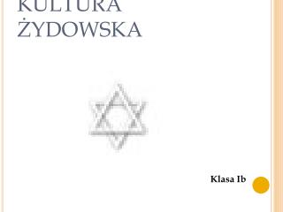 KULTURA ŻYDOWSKA