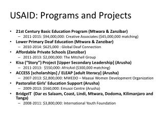 USAID: Programs and Projects