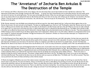 The ‘Anvetanut’ of Zecharia Ben Avkulas &amp; The Destruction of the Temple