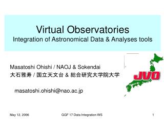 Virtual Observatories Integration of Astronomical Data &amp; Analyses tools