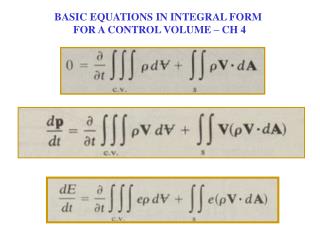 BASIC EQUATIONS IN INTEGRAL FORM FOR A CONTROL VOLUME – CH 4