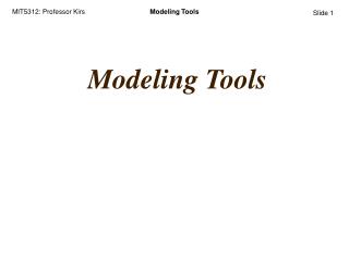 Modeling Tools