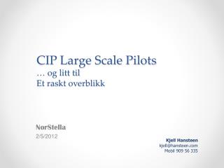 CIP Large Scale Pilots … og litt til Et raskt overblikk
