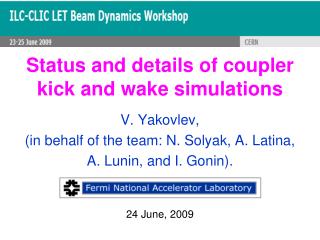 Status and details of coupler kick and wake simulations