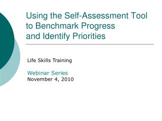 Using the Self-Assessment Tool to Benchmark Progress and Identify Priorities