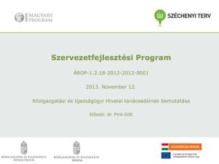 Szervezetfejlesztési Program ÁROP-1.2.18-2012-2012-0001 2013. November 12.