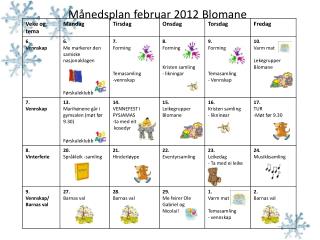 Månedsplan februar 2012 Blomane