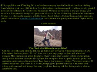 Why Climb with Kilimanjaro expedition?