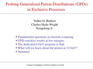 Probing Generalized Parton Distributions (GPDs) in Exclusive Processes