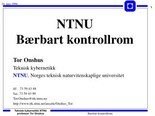 NTNU Bærbart kontrollrom