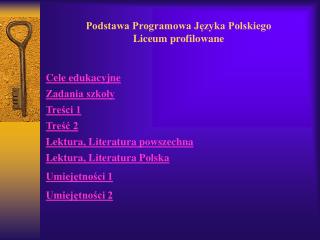 Podstawa Programowa Języka Polskiego Liceum profilowane