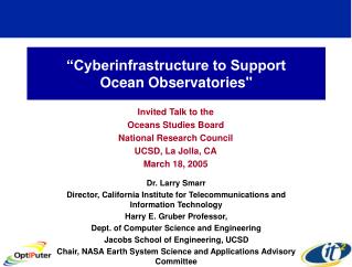 “Cyberinfrastructure to Support Ocean Observatories&quot;