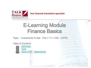 E-Learning Module Finance Basics