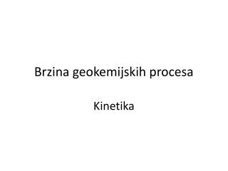 Brzina geokemijskih procesa