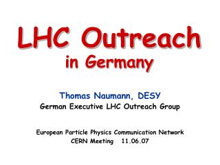 LHC Outreach in Germany