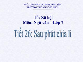 PHÒNG GD&amp;ĐT QUẬN HOÀN KIẾM TRƯỜNG THCS NGÔ SĨ LIÊN