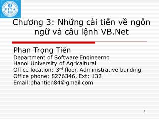 Chương 3: Những cải tiến về ngôn ngữ và câu lệnh VB.Net