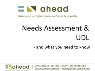 Needs Assessment &amp; UDL