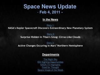 Space News Update Feb 4, 2011 -
