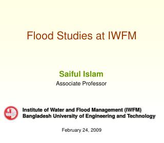 Flood Studies at IWFM