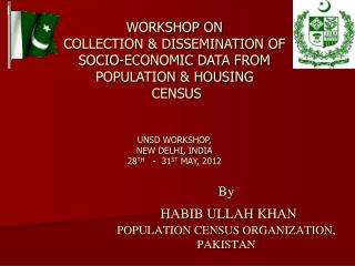 By HABIB ULLAH KHAN POPULATION CENSUS ORGANIZATION, PAKISTAN