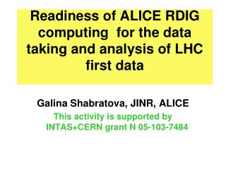 Readiness of ALICE RDIG computing for the data taking and analysis of LHC first data