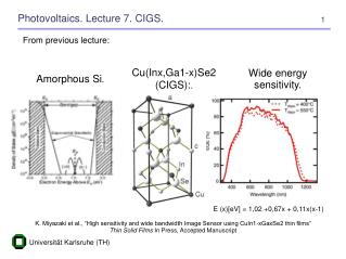 Photovoltaics. Lecture 7. CIGS.
