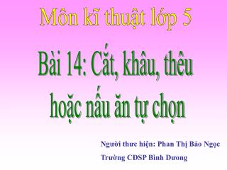 Môn kĩ thuật lớp 5