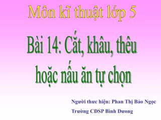 Môn kĩ thuật lớp 5