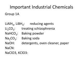 Important Industrial Chemicals