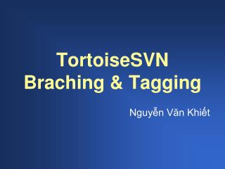 TortoiseSVN Braching &amp; Tagging