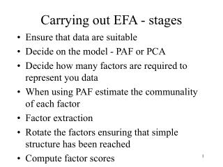 Carrying out EFA - stages