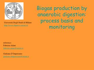 Biogas production by anaerobic digestion: process basis and monitoring