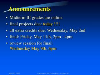 Announcements