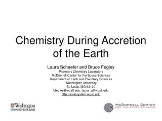 Chemistry During Accretion of the Earth