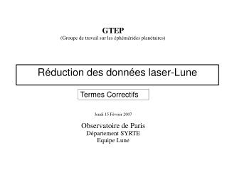 GTEP (Groupe de travail sur les éphémérides planétaires) ‏