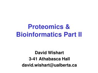 Proteomics &amp; Bioinformatics Part II