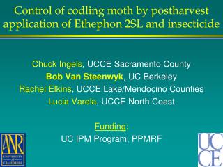 Control of codling moth by postharvest application of Ethephon 2SL and insecticide