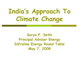 India’s Approach To Climate Change