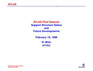 ATLAS Pixel Detector Support Structure Status and Future Developments February 19, 1999
