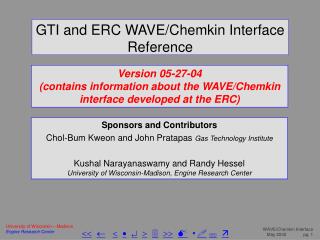 GTI and ERC WAVE/Chemkin Interface Reference