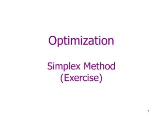 Optimization Simplex Method (Exercise)