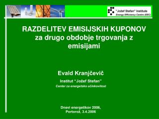 RAZDELITEV EMISIJSKIH KUPONOV za drugo obdobje trgovanja z emisijami