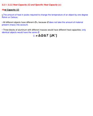 3.2.1- 3.2.2 Heat Capacity (C) and Specific Heat Capacity (c); He at Capacity ( C )