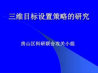 三维目标设置策略的研究