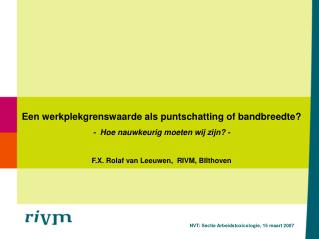 NVT: Sectie Arbeidstoxicologie, 15 maart 2007