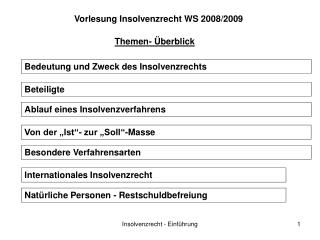 Vorlesung Insolvenzrecht WS 2008/2009